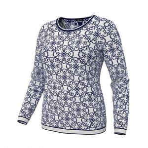 Olsen soft winter sweater w long sleeves, off-white  with attractive blue…